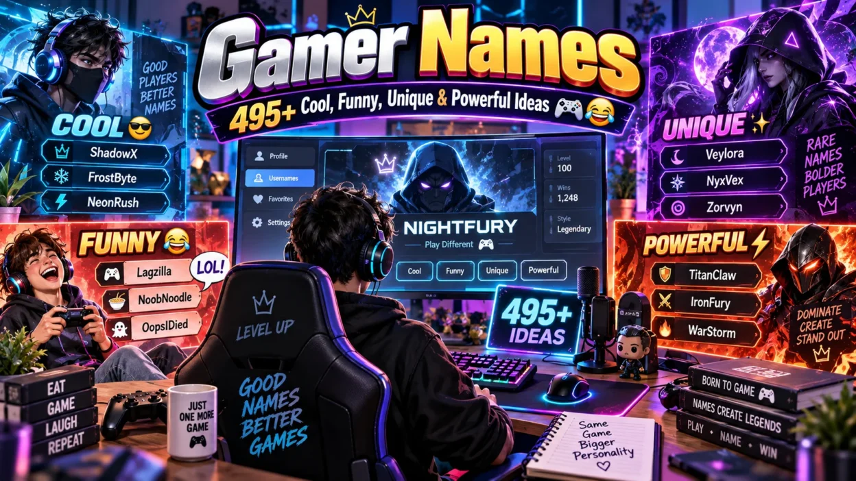 Gamer Names 495+ Cool, Funny, Unique & Powerful Ideas🎮😂