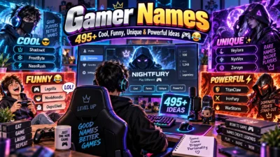 Gamer Names 495+ Cool, Funny, Unique & Powerful Ideas🎮😂