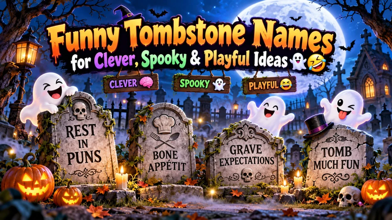 Funny Tombstone Names for Clever, Spooky & Playful Ideas👻🤣